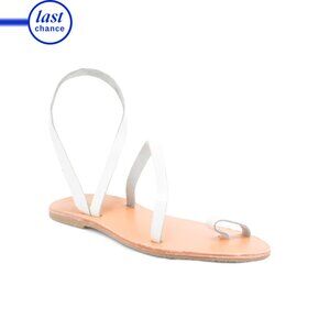 CIEL White Handmade Leather Daytona Toe Ring Sandals